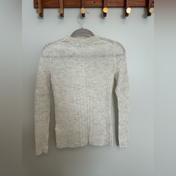 Madewell Ribbed Long Sleeve Henley in Cream - Picture 3 of 4